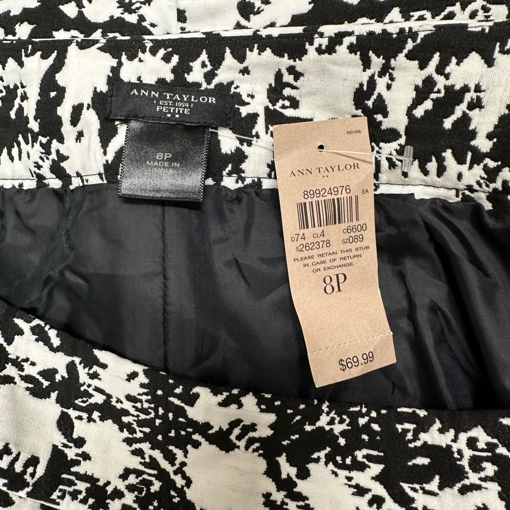 Ann Taylor Women’s New 8 Petite Monochrome Patterned Pencil Skirt - Picture 7 of 9